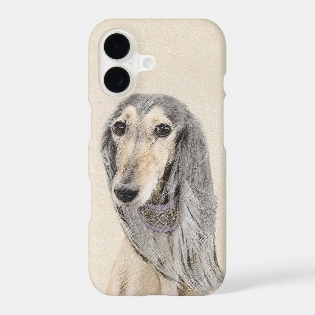 Saluki (Fawn) Painting - Cute Original Dog Art iPhone Case (Back)