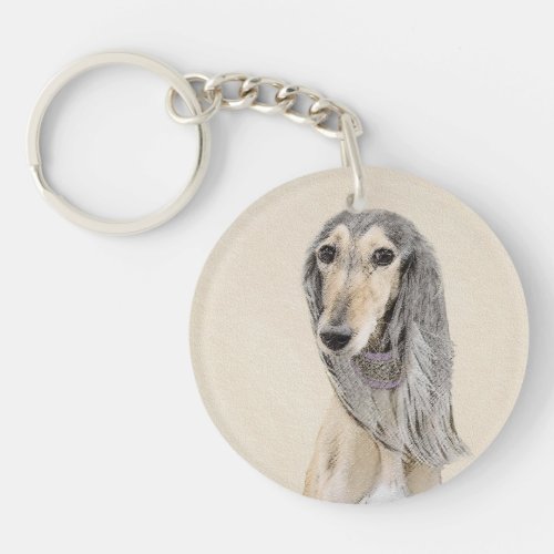 Saluki Fawn Painting _ Cute Original Dog Art Keychain