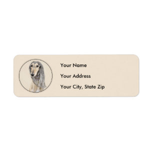 Saluki (Fawn) Painting - Cute Original Dog Art Label