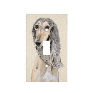 Saluki (Fawn) Painting - Cute Original Dog Art Light Switch Cover
