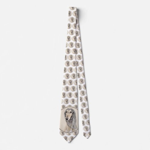 Saluki Fawn Painting _ Cute Original Dog Art Neck Tie