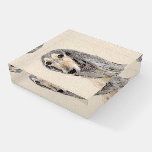 Saluki Fawn Painting _ Cute Original Dog Art Paperweight