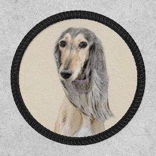 Saluki (Fawn) Painting - Cute Original Dog Art Patch