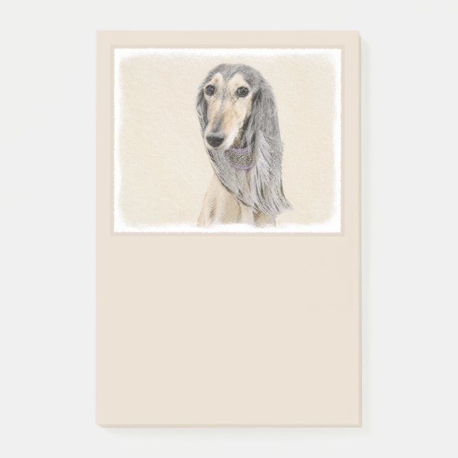 Saluki (Fawn) Painting - Cute Original Dog Art Post-it Notes (Front)