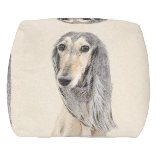 Saluki (Fawn) Painting - Cute Original Dog Art Pouf