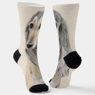 Saluki (Fawn) Painting - Cute Original Dog Art Socks