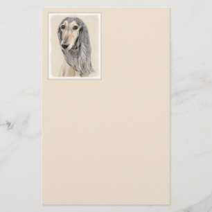 Saluki (Fawn) Painting - Cute Original Dog Art Stationery