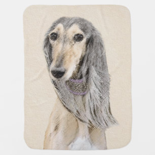 Saluki (Fawn) Painting - Cute Original Dog Art Stroller Blanket