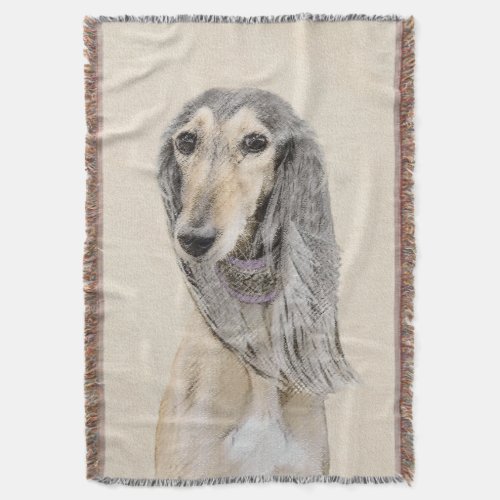 Saluki Fawn Painting _ Cute Original Dog Art Throw Blanket
