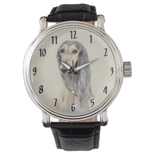Saluki (Fawn) Painting - Cute Original Dog Art Watch