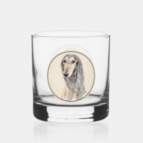Saluki Fawn Painting _ Cute Original Dog Art Whiskey Glass