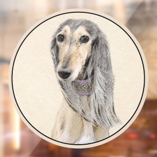 Saluki (Fawn) Painting - Cute Original Dog Art Window Cling