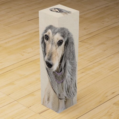 Saluki Fawn Painting _ Cute Original Dog Art Wine Box