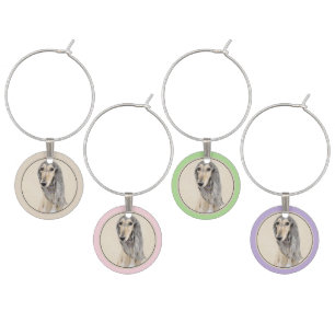Saluki (Fawn) Painting - Cute Original Dog Art Wine Charm