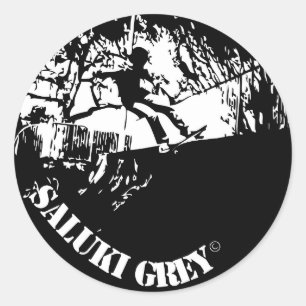 saluki gray new logo classic round sticker