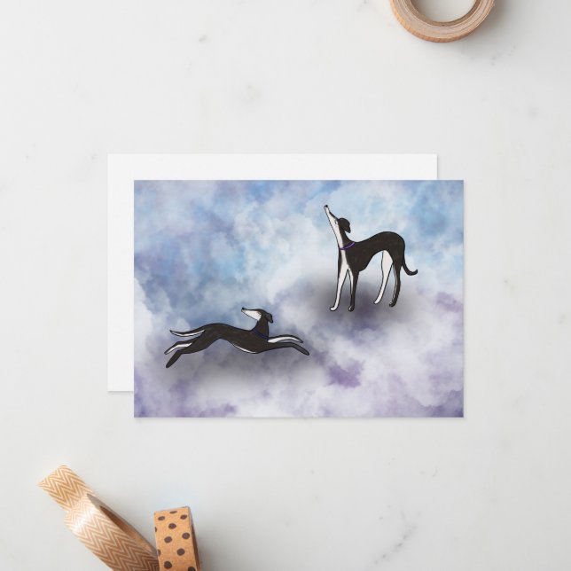Saluki Greyhound heaven Note Card (Front/Back In Situ)