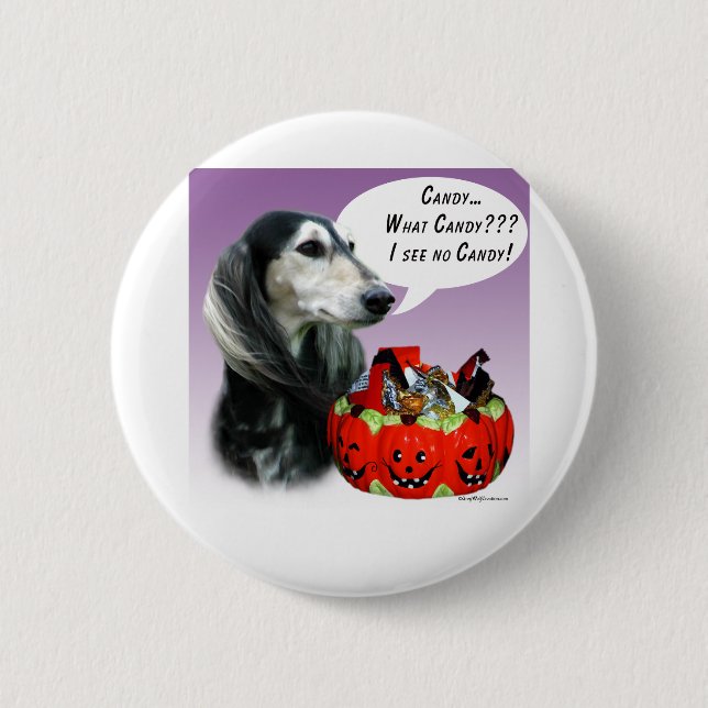 Saluki Halloween Candy Button (Front)