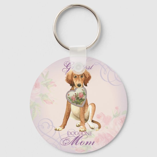 Saluki Heart Mom Keychain (Front)