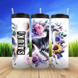 Saluki in Blooming Elegance Thermal Tumbler