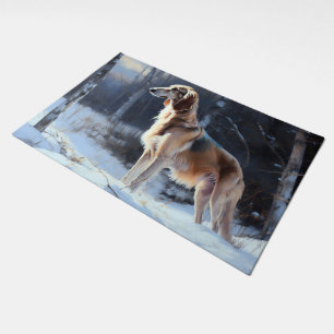 Saluki Let It Snow Christmas Doormat