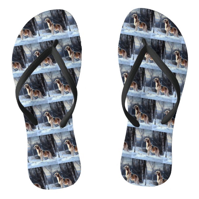 Saluki Let It Snow Christmas Flip Flops (Footbed)