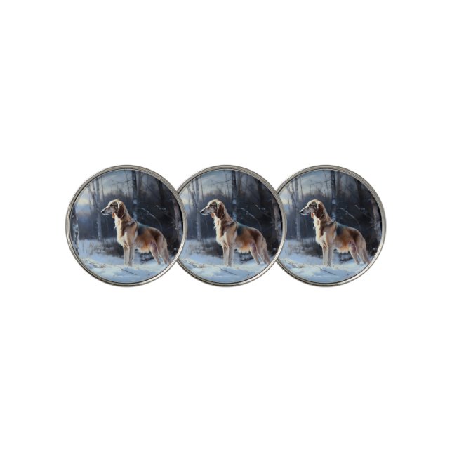 Saluki Let It Snow Christmas Golf Ball Marker (3 Up)