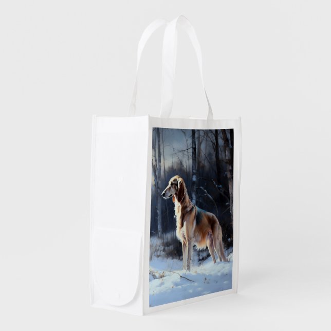 Saluki Let It Snow Christmas Grocery Bag (Front Side)
