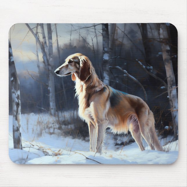 Saluki Let It Snow Christmas Mouse Pad (Front)