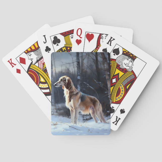 Saluki Let It Snow Christmas Poker Cards (Back)