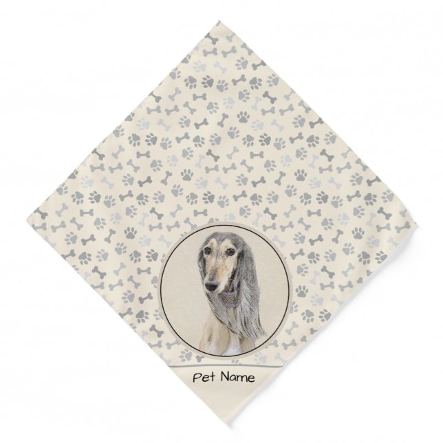 Saluki Painting Fawn Sable Cute Original Dog Art Bandana (Front)