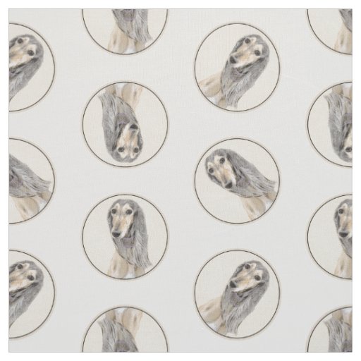 Saluki Painting Fawn Sable Cute Original Dog Art Fabric
