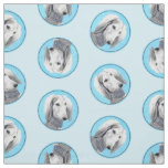 Saluki Painting Silver Feathered Original Dog Art Fabric