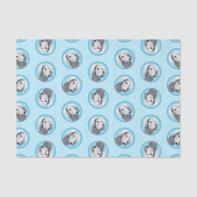 Saluki Painting Silver Feathered Original Dog Art Tissue Paper (Front)