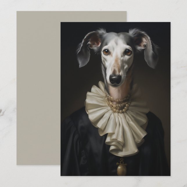 Saluki Portrait Pearls and Colcar Invitation (Front/Back)