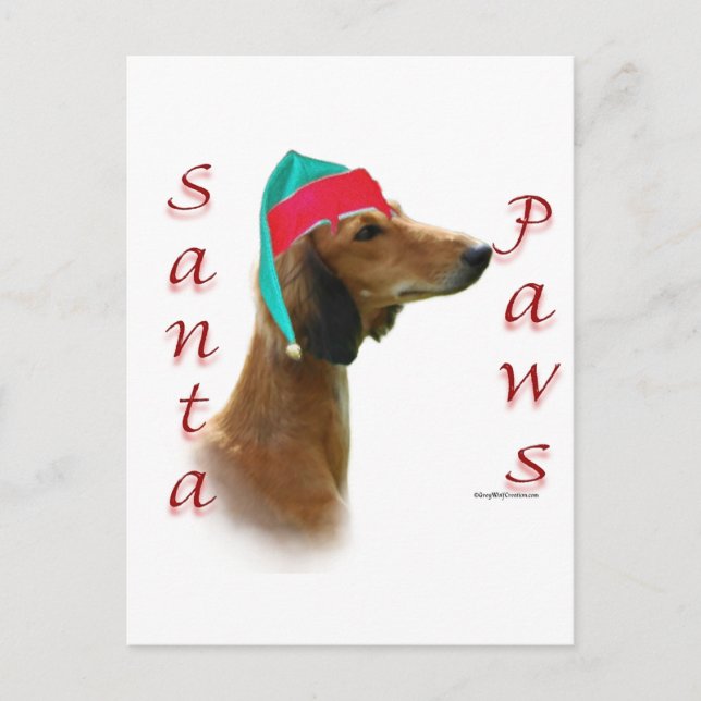 Saluki Santa Paws Holiday Postcard (Front)