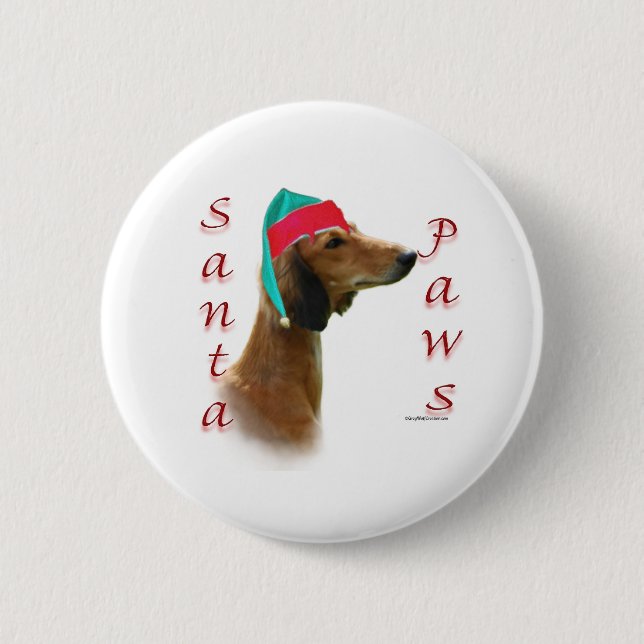 Saluki Santa Paws Pinback Button (Front)