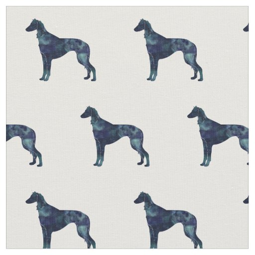 Saluki Sight Hound Silhouette Tiled - Black WC Fabric