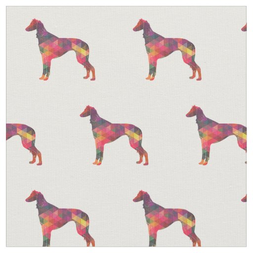 Saluki Sight Hound Silhouette Tiled - Multi Fabric
