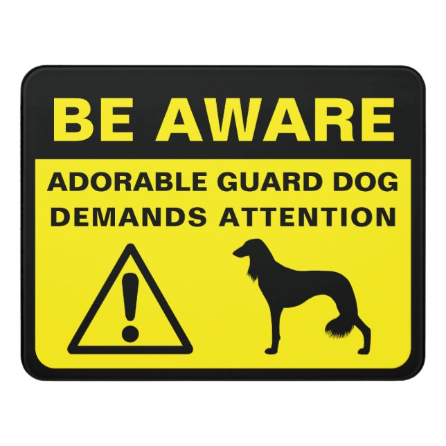 Saluki Silhouette Funny Guard Dog Sign (Contemporary Front)