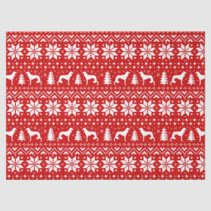 Saluki Silhouettes Christmas Pattern Red Tissue Paper
