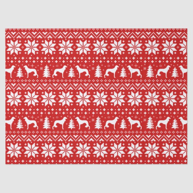 Saluki Silhouettes Christmas Pattern Red Tissue Paper (Front)