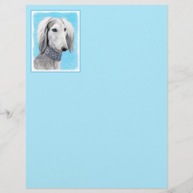 Saluki (Silver) Painting - Cute Original Dog Art (Front)