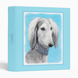 Saluki (Silver) Painting - Cute Original Dog Art 3 Ring Binder