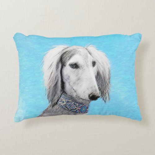 Saluki Silver Painting _ Cute Original Dog Art Accent Pillow