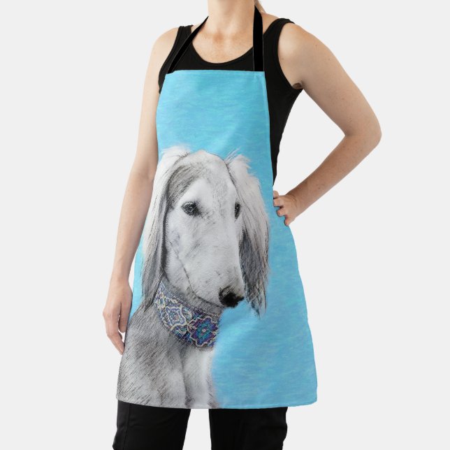 Saluki (Silver) Painting - Cute Original Dog Art Apron (Insitu)