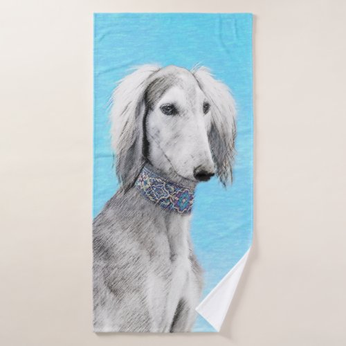 Saluki Silver Painting _ Cute Original Dog Art Bath Towel Set