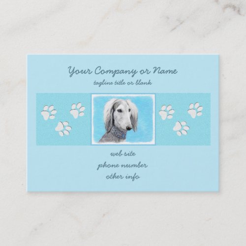 Saluki Silver Painting _ Cute Original Dog Art Business Card