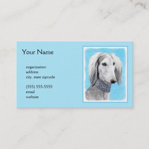 Saluki Silver Painting _ Cute Original Dog Art Business Card