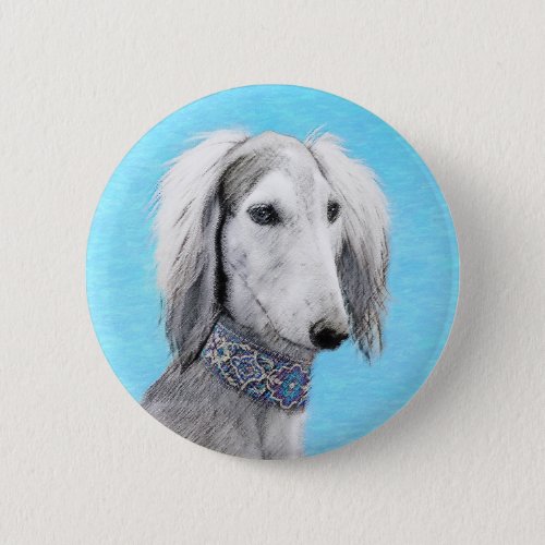 Saluki Silver Painting _ Cute Original Dog Art Button
