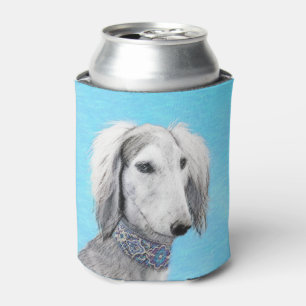Saluki (Silver) Painting - Cute Original Dog Art Can Cooler